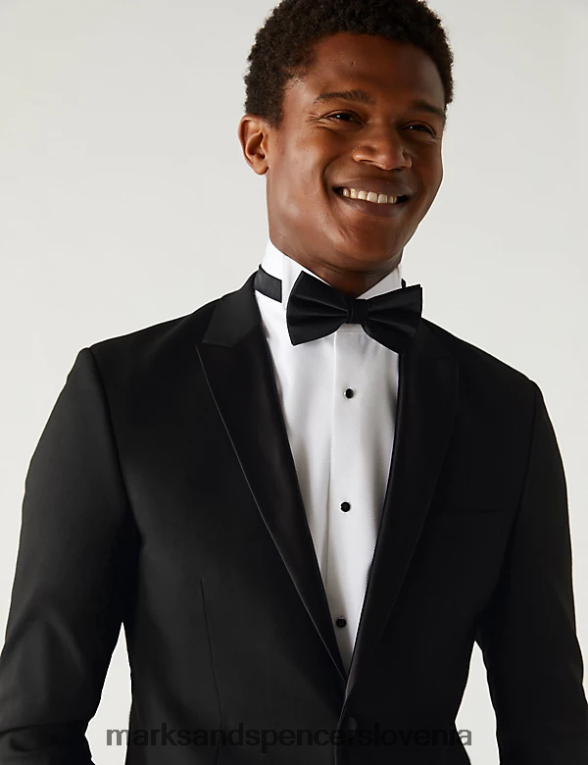 smoking jakna skinny fit Črna Marks & Spencer oblačila moški 6T8F6X6292