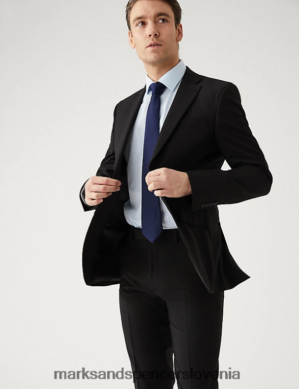 ultimativni slim fit volnene mešane jakne Črna Marks & Spencer oblačila moški 6T8F6X5793