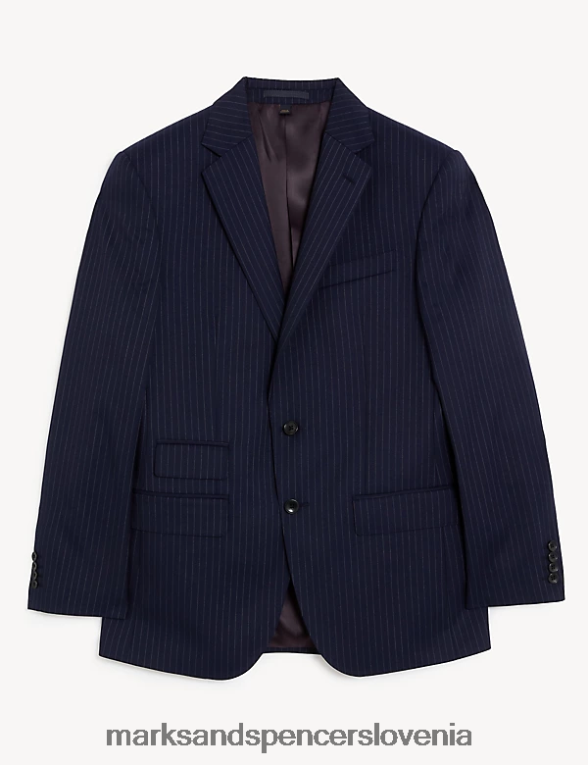 volneno jakno v tanke črte mornarica Marks & Spencer oblačila moški 6T8F6X7034