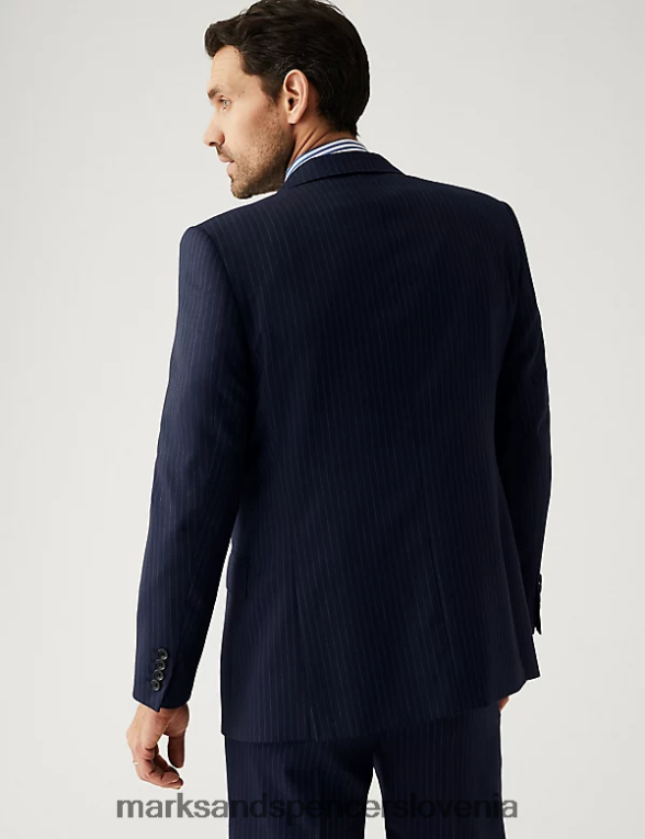 volneno jakno v tanke črte mornarica Marks & Spencer oblačila moški 6T8F6X7034
