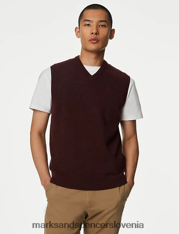 pulover brez rokavov iz čiste ekstra fine ovčje volne jagodičja Marks & Spencer oblačila moški 6T8F6X5951