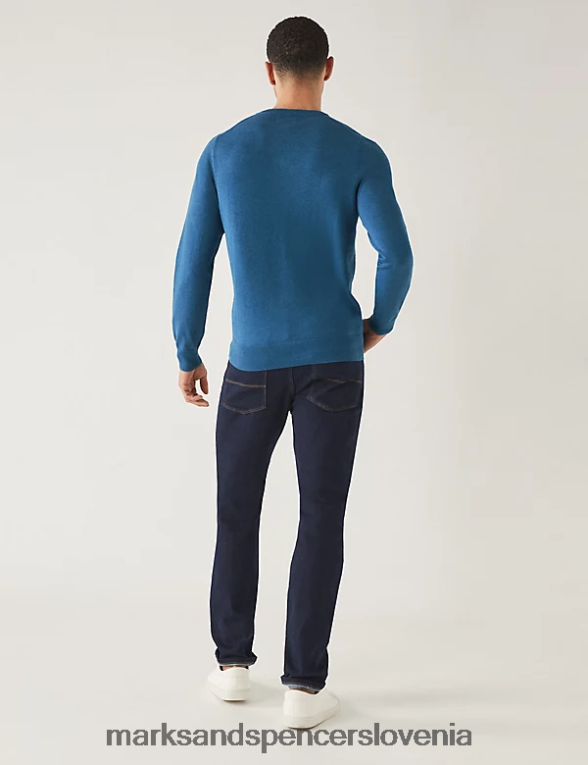 pleten pulover iz čistega bombaža z v-izrezom periwinkle Marks & Spencer oblačila moški 6T8F6X7205