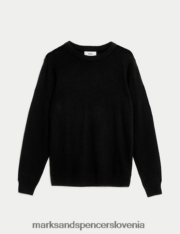 pulover z okroglim izrezom iz čiste, ekstra fine ovčje volne Črna Marks & Spencer oblačila moški 6T8F6X7054