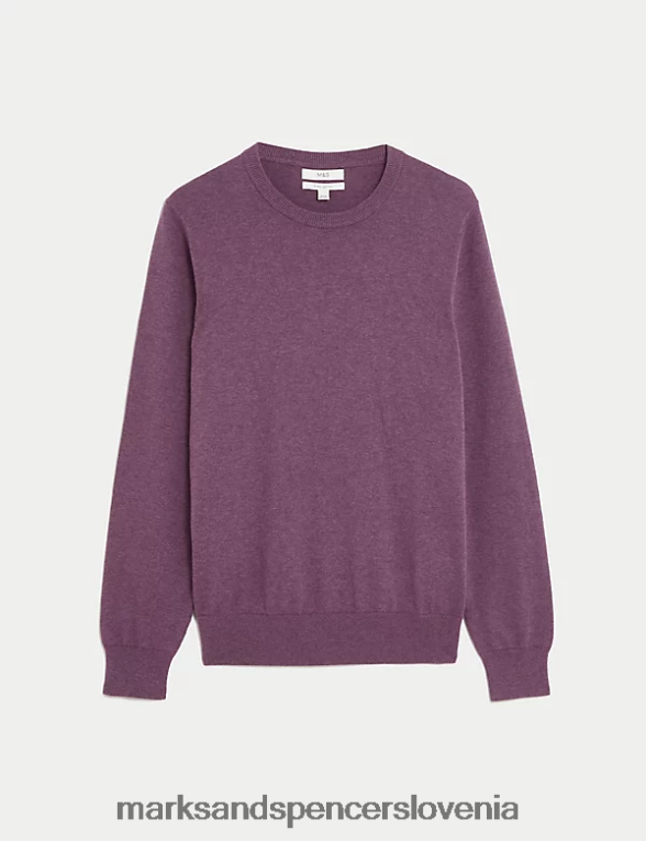 pulover z okroglim ovratnikom iz čistega bombaža temno grozdje Marks & Spencer oblačila moški 6T8F6X7519