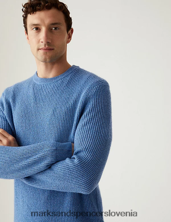 supersoft pulover z okroglim ovratnikom ocean Marks & Spencer oblačila moški 6T8F6X7089