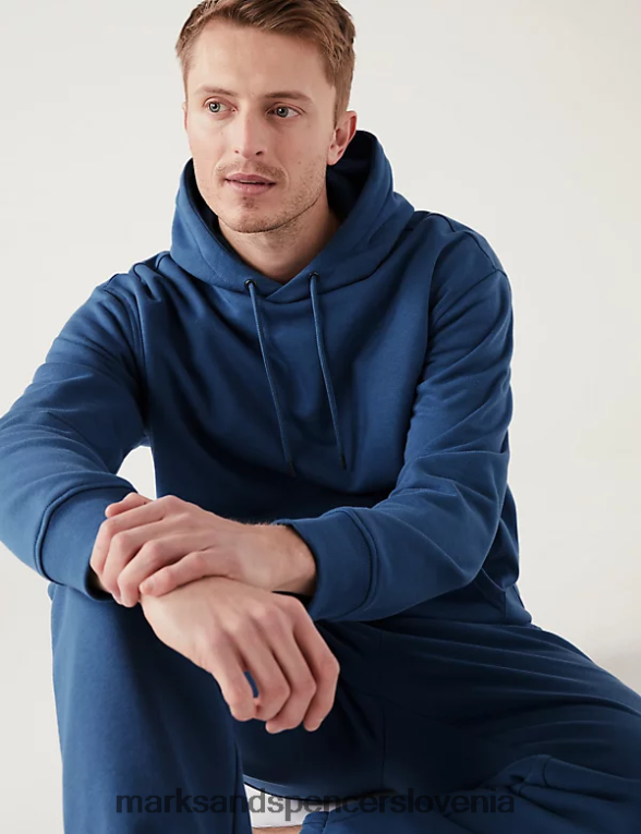 prevelik pulover s kapuco iz bogatega bombaža jekleno modra Marks & Spencer oblačila moški 6T8F6X6315