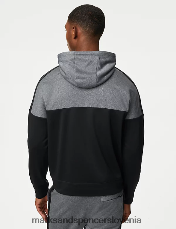 pulover s kapuco na zadrgo siva mešanica Marks & Spencer oblačila moški 6T8F6X5602