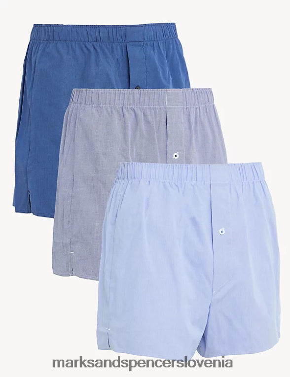 3pk boksarice iz čistega bombaža chambray Marks & Spencer oblačila moški 6T8F6X5336