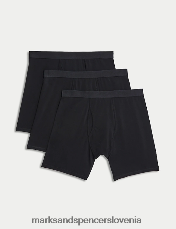 3pk daljše bombažne hlače cool & fresh Črna Marks & Spencer oblačila moški 6T8F6X7108