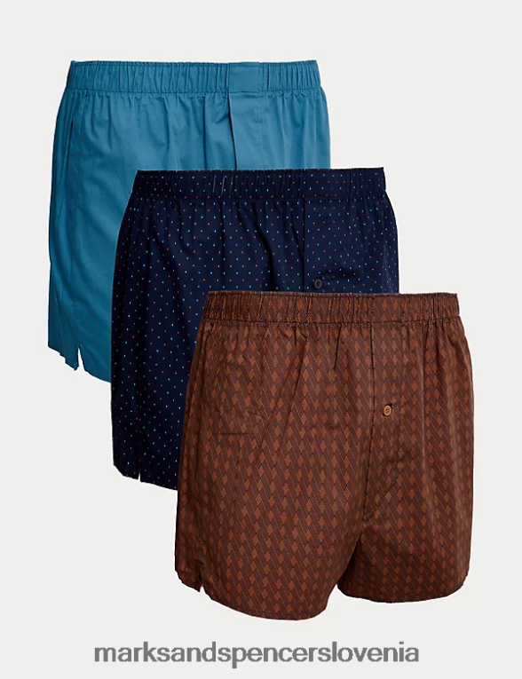 3pk supima bombažne richgeo tkane boksarice bakreno porjavelost Marks & Spencer oblačila moški 6T8F6X5160
