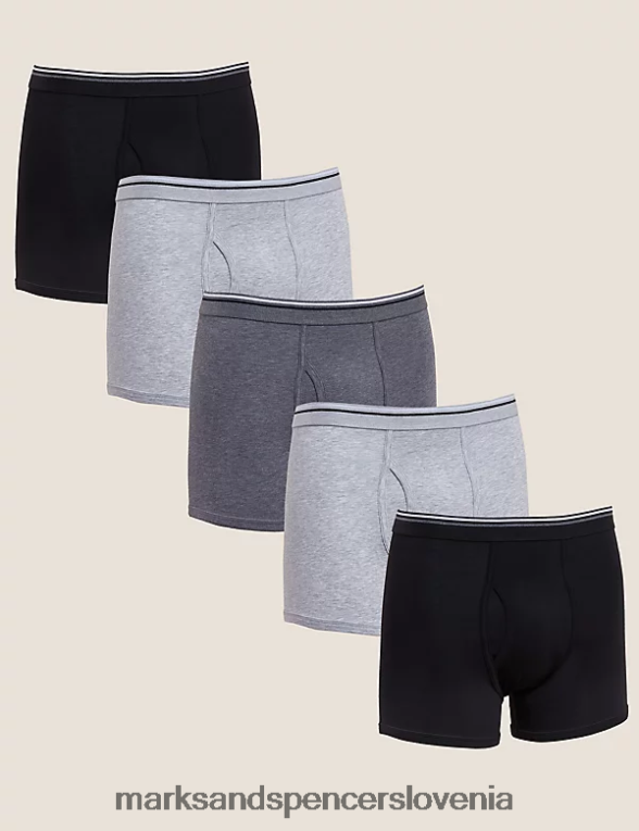 5pk raztegljive bombažne hlače cool & fresh siva mešanica Marks & Spencer oblačila moški 6T8F6X5706