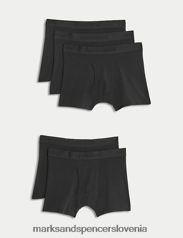 Raztegljive hlače iz mešanice bombaža 5pk Črna Marks & Spencer oblačila moški 6T8F6X5818
