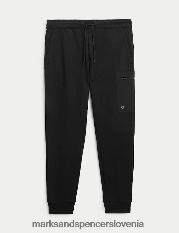 športne joggerje z žepi na zadrgo Črna Marks & Spencer oblačila moški 6T8F6X6610