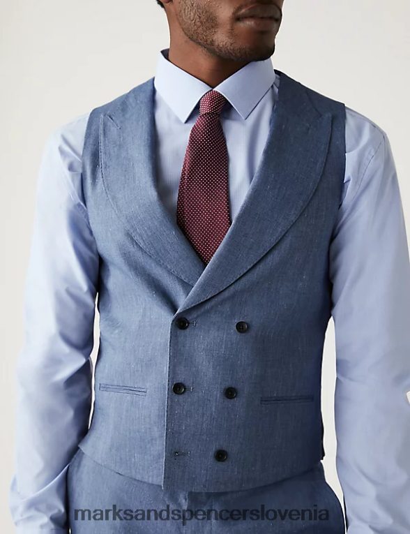 italijanski laneni čudežni telovnik chambray Marks & Spencer oblačila moški 6T8F6X5544