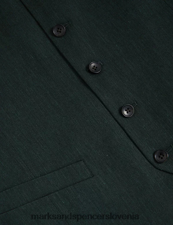 italijanski laneni čudežni telovnik temno zelena Marks & Spencer oblačila moški 6T8F6X6228