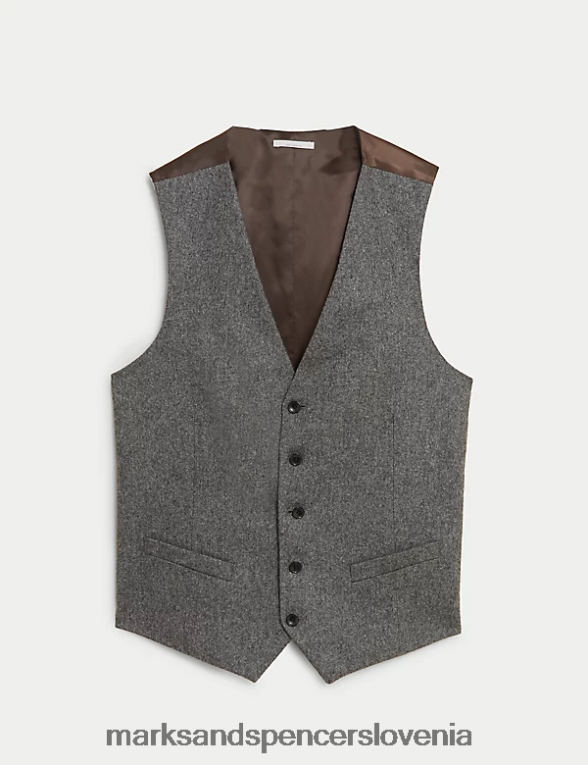 italijanski telovnik iz tvida, bogat z volno oglje Marks & Spencer oblačila moški 6T8F6X7033