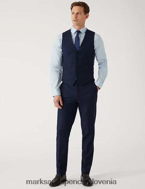 karo telovnik modra Marks & Spencer oblačila moški 6T8F6X6568
