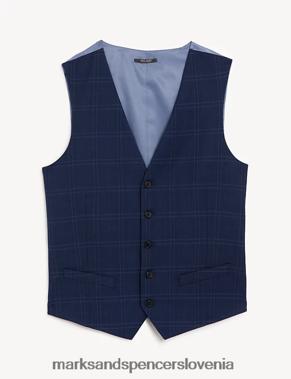 karo telovnik modra Marks & Spencer oblačila moški 6T8F6X6568
