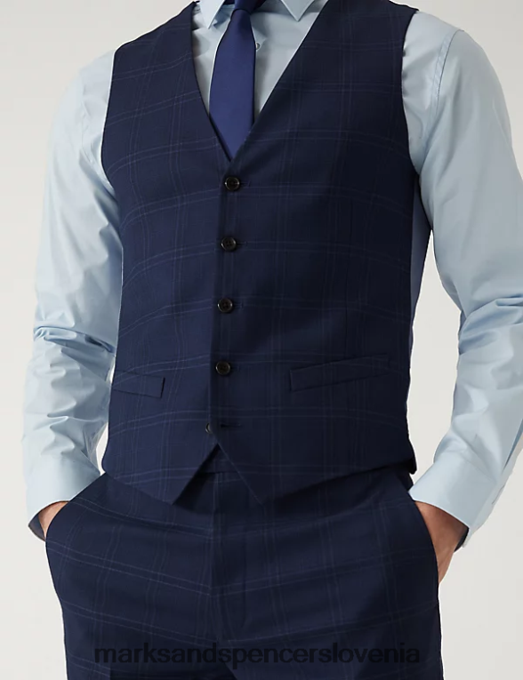 karo telovnik modra Marks & Spencer oblačila moški 6T8F6X6568