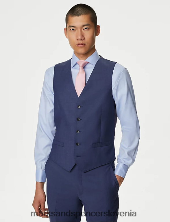 telovnik iz čiste volne chambray Marks & Spencer oblačila moški 6T8F6X6028