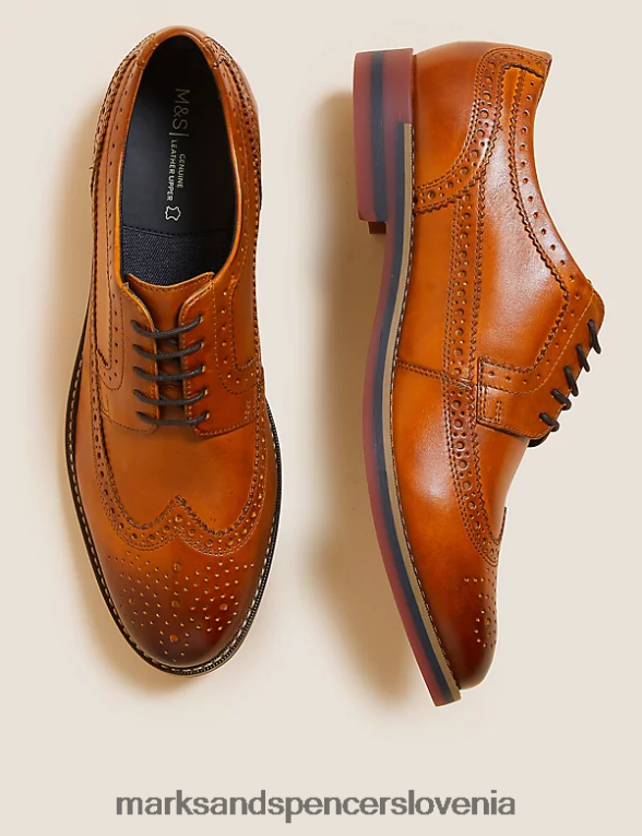 usnjene trisole brogues kostanj Marks & Spencer obutev moški 6T8F6X6426
