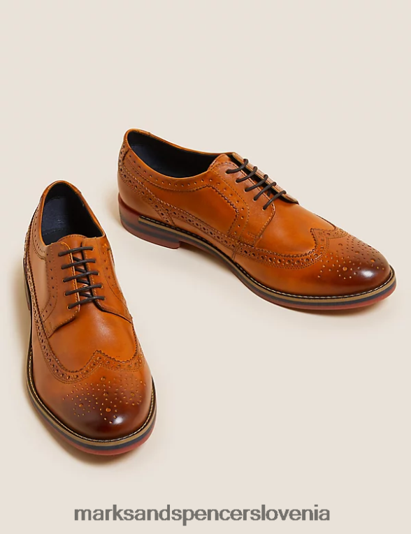 usnjene trisole brogues kostanj Marks & Spencer obutev moški 6T8F6X6426