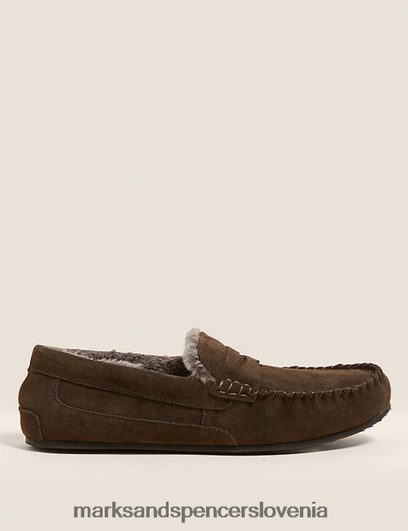 copati iz semiša s freshfeet temno rjava Marks & Spencer obutev moški 6T8F6X7057