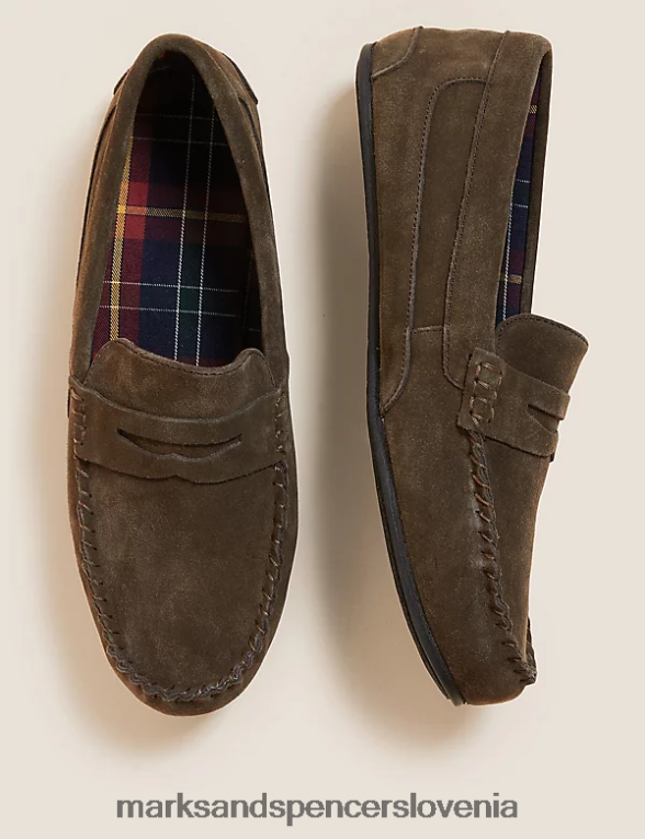 copati iz semiša s freshfeet temno rjava Marks & Spencer obutev moški 6T8F6X7348