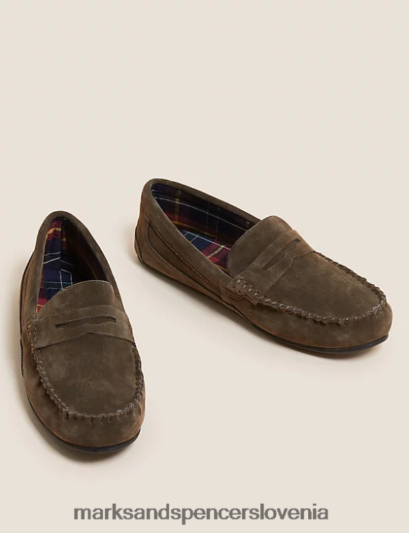copati iz semiša s freshfeet temno rjava Marks & Spencer obutev moški 6T8F6X7348