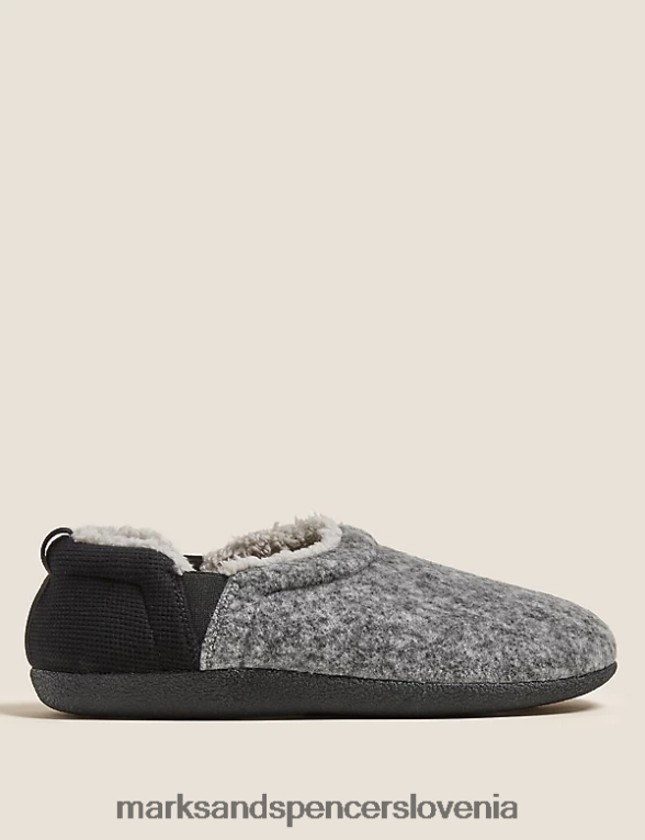 s flisom podloženi copati s freshfeet črna mešanica Marks & Spencer obutev moški 6T8F6X6912