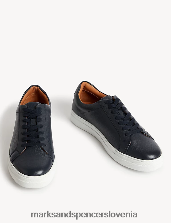 usnjeni copati na vezalke s freshfeet mornarica Marks & Spencer oblačila moški 6T8F6X6222