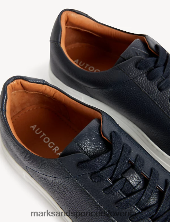 usnjeni copati na vezalke s freshfeet mornarica Marks & Spencer oblačila moški 6T8F6X6222