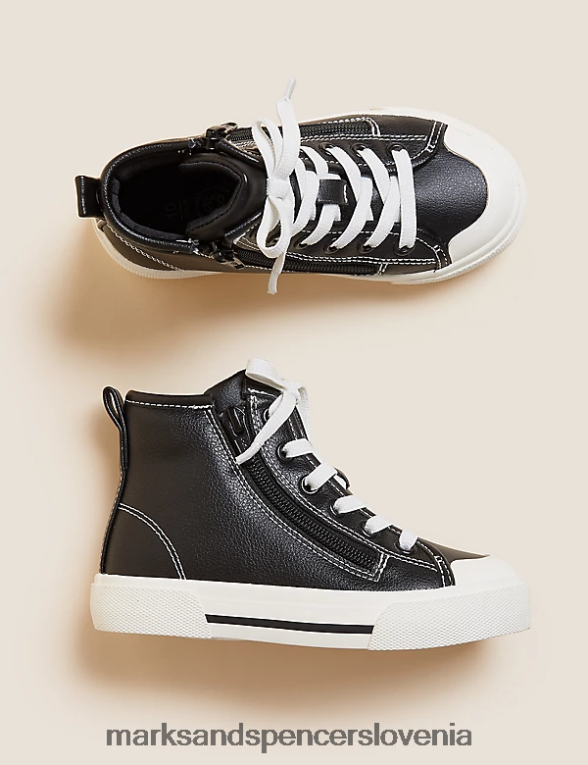 Freshfeet visoke majice z zadrgo črna mešanica Marks & Spencer obutev otroci 6T8F6X8435