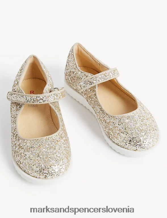 bleščeči čevlji mary jane zlato Marks & Spencer obutev otroci 6T8F6X9716