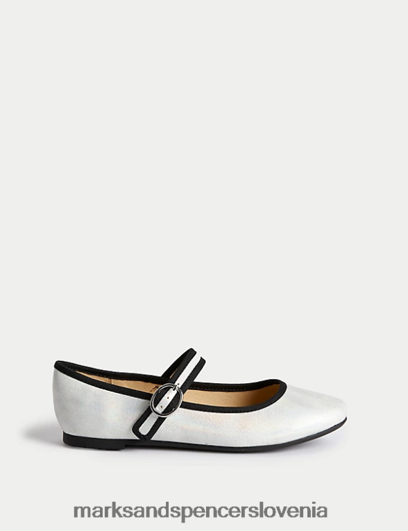 čevlji mary jane srebrna mešanica Marks & Spencer obutev otroci 6T8F6X9191