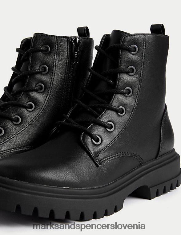škornji s čipko freshfeet Črna Marks & Spencer obutev otroci 6T8F6X9370