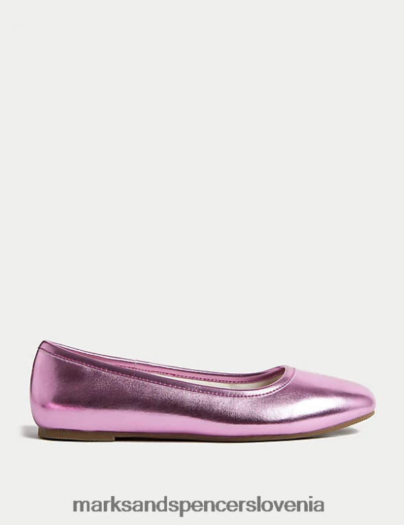 kovinske balerinke roza Marks & Spencer obutev otroci 6T8F6X9657