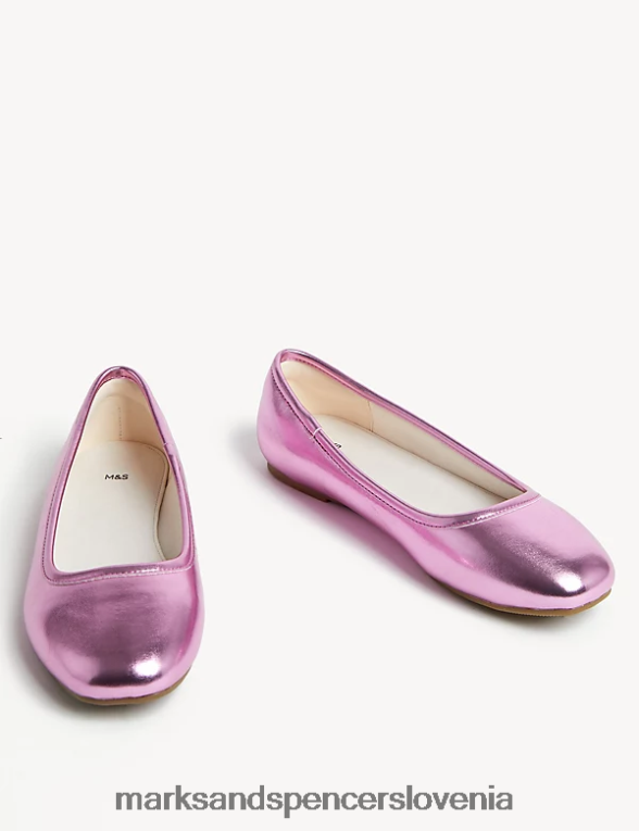 kovinske balerinke roza Marks & Spencer obutev otroci 6T8F6X9657