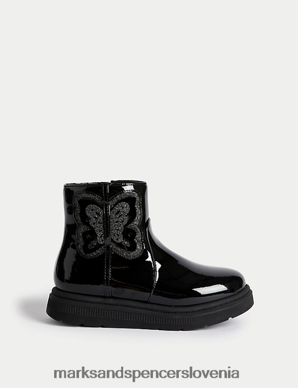 patentirani chelsea škornji Freshfeet črni patent Marks & Spencer obutev otroci 6T8F6X9312