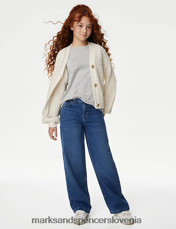 široke denim kavbojke temen denim Marks & Spencer oblačila otroci 6T8F6X8944