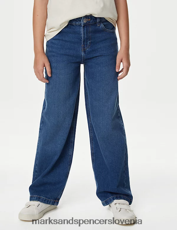široke denim kavbojke temen denim Marks & Spencer oblačila otroci 6T8F6X8944