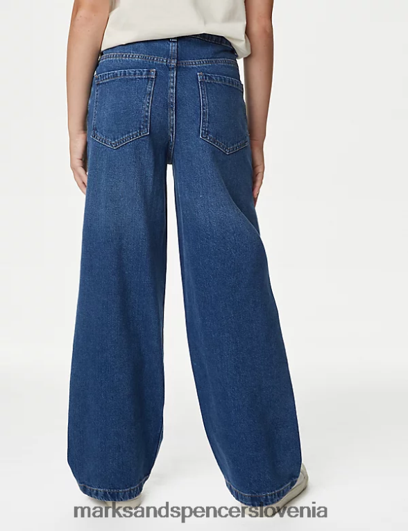 široke denim kavbojke temen denim Marks & Spencer oblačila otroci 6T8F6X8944