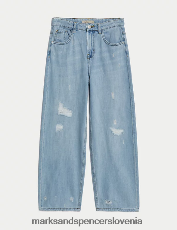 sproščene jeans hlače svetlo denim Marks & Spencer oblačila otroci 6T8F6X8813