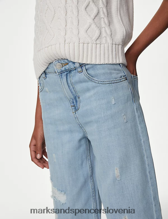 sproščene jeans hlače svetlo denim Marks & Spencer oblačila otroci 6T8F6X8813