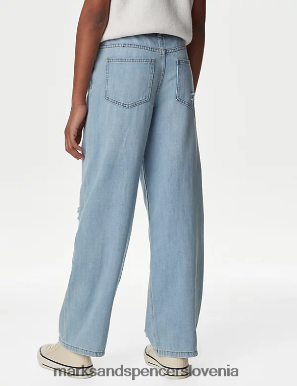 sproščene jeans hlače svetlo denim Marks & Spencer oblačila otroci 6T8F6X8813