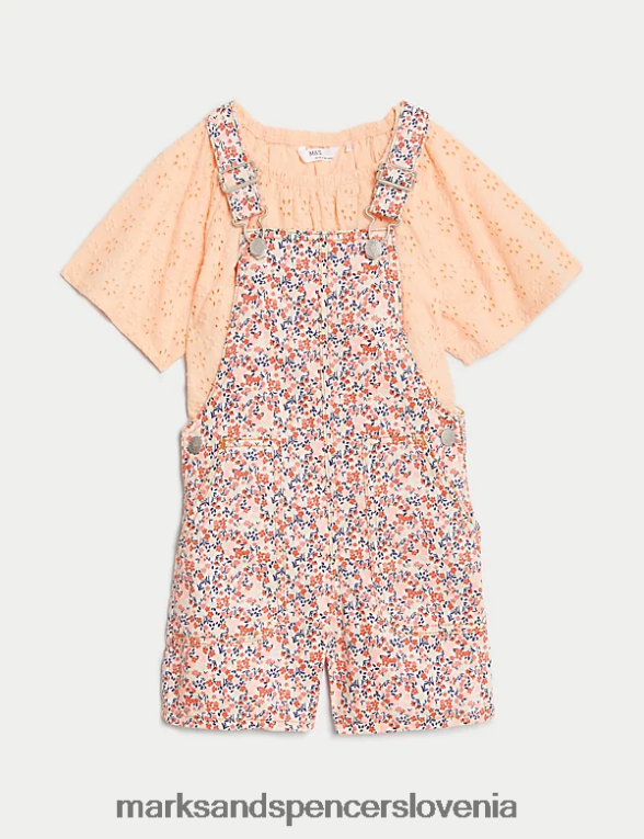 bombažna obleka s cvetličnimi motivi multi Marks & Spencer oblačila otroci 6T8F6X9285
