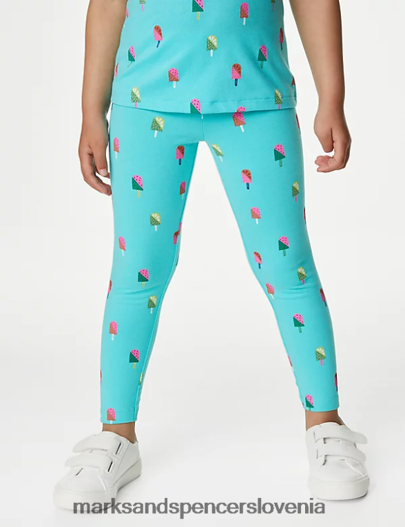 bombažno potiskana zgornja in spodnja obleka svetla aqua Marks & Spencer oblačila otroci 6T8F6X9558