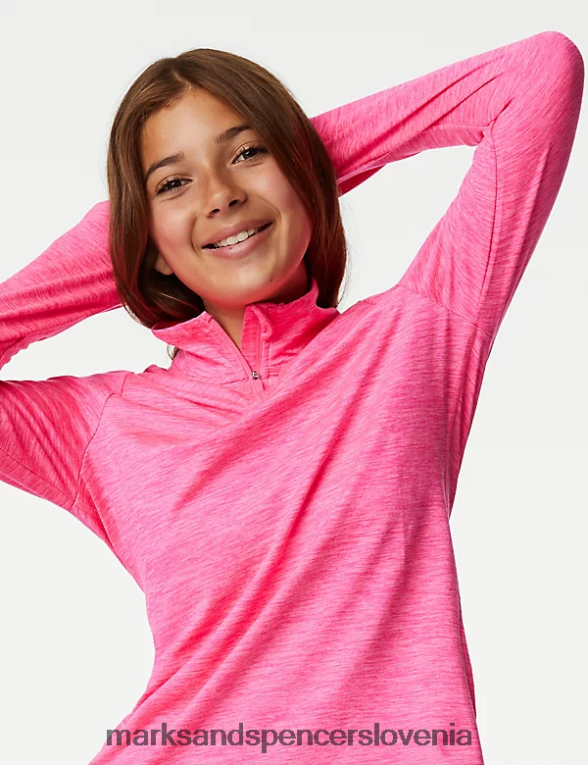 športni top s pol zadrgo roza Marks & Spencer šolska uniforma otroci 6T8F6X9224