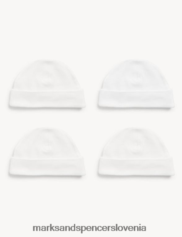 4pk klobuki iz čistega bombaža bela Marks & Spencer dodatki otroci 6T8F6X7585