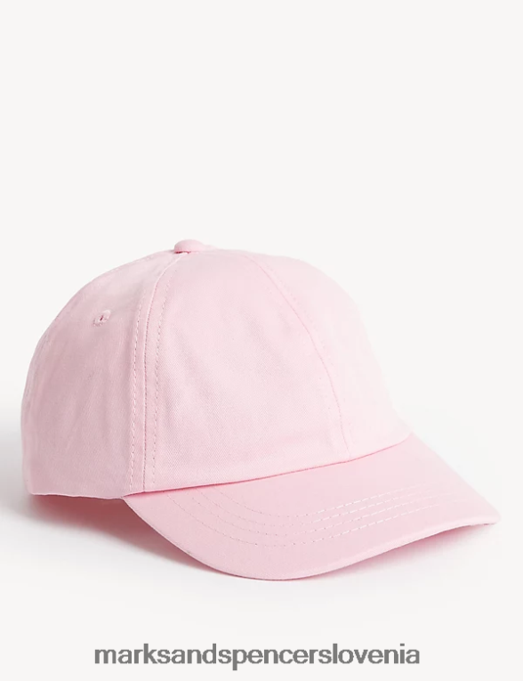 navadna baseball kapa iz čistega bombaža svetlo roza Marks & Spencer dodatki otroci 6T8F6X8307